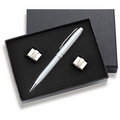 Square w/ Bar Cufflinks & Ball Point Pen Set with 2-Piece Gift Box